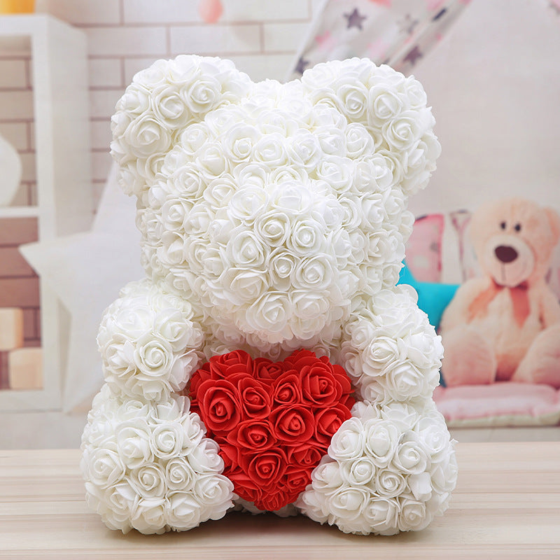 Florecise White Rose Bear – Meticulously crafted with 500 premium synthetic roses, a symbol of purity and affection.
